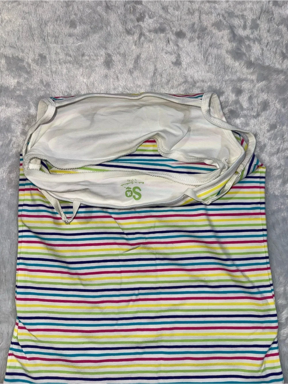 SO Girls White Rainbow Striped Tank Top